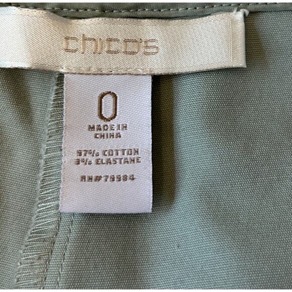 Chico's Pants Women's Ankle Sz 0 (US 4) Sage Straight Leg Cotton Blend Side Zip - Picture 7 of 8